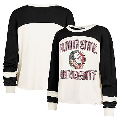 Women's '47 Cream Florida State Seminoles Double Header Curve Raglan Long Sleeve T-Shirt
