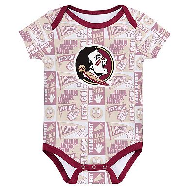 Newborn Garnet Florida State Seminoles Sunday Comics 3-Pack Bodysuit Set