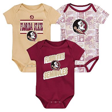 Newborn Garnet Florida State Seminoles Sunday Comics 3-Pack Bodysuit Set