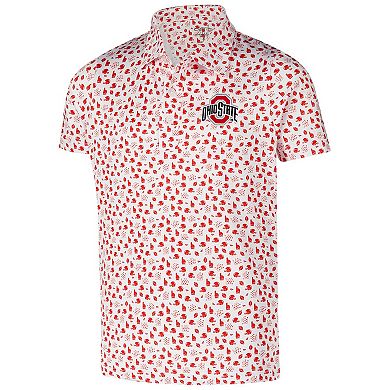 Youth Garb White Ohio State Buckeyes Earnest Allover Print Polo