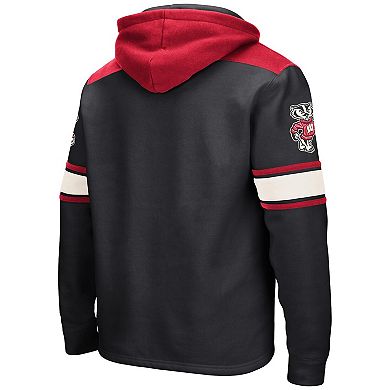 Men's Colosseum Black Wisconsin Badgers Big & Tall Hockey Lace-Up Pullover Hoodie