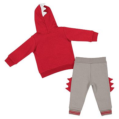 Infant Colosseum Red/Gray Wisconsin Badgers Dino Pullover Hoodie and Pants Set