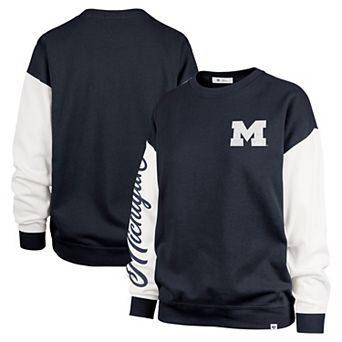 Women's '47 Navy Michigan Wolverines Double Header Rise Andie Pullover Sweatshirt
