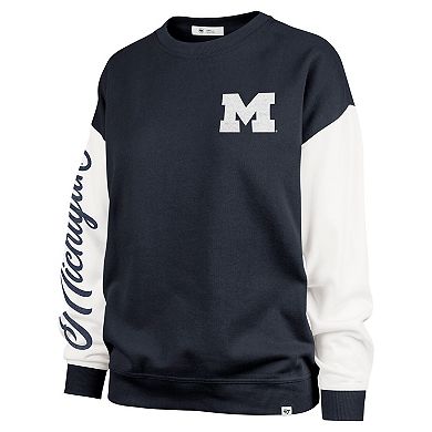 Women's '47 Navy Michigan Wolverines Double Header Rise Andie Pullover Sweatshirt
