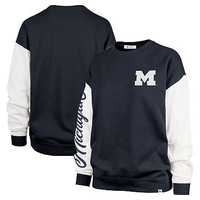 Women's '47 Navy Michigan Wolverines Double Header Rise Andie Pullover Sweatshirt