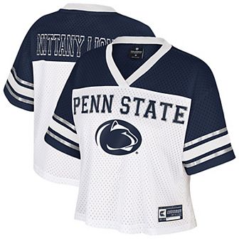 Women's Colosseum White Penn State Nittany Lions Treasure Cropped Football Jersey