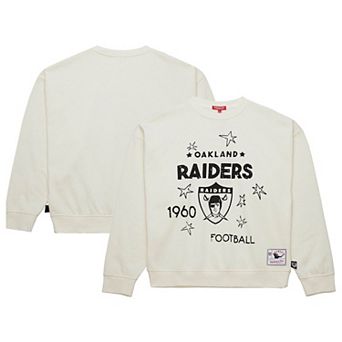 Women's Mitchell & Ness Cream Oakland Raiders Throwback Logo 3.0 Pullover Sweatshirt