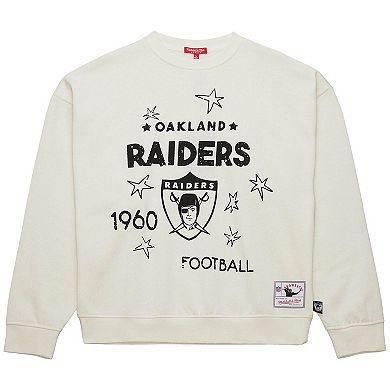 Women's Mitchell & Ness Cream Oakland Raiders Throwback Logo 3.0 Pullover Sweatshirt