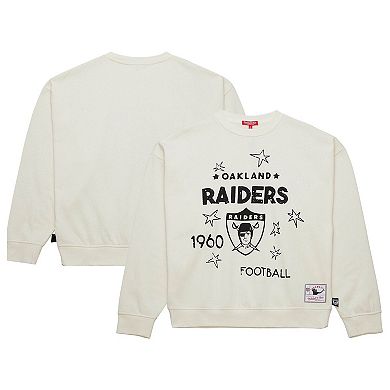 Women's Mitchell & Ness Cream Oakland Raiders Throwback Logo 3.0 Pullover Sweatshirt