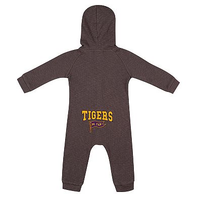 Newborn & Infant Colosseum Charcoal LSU Tigers Zando-Zan Waffle Full-Snap Hooded Romper