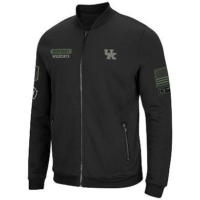 Men's Colosseum Black Kentucky Wildcats OHT Military Appreciation High-Speed Bomber Full-Zip Jacket