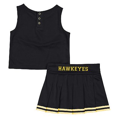 Girls Toddler Colosseum Black Iowa Hawkeyes Time For Recess Cheer Top & Skirt Set