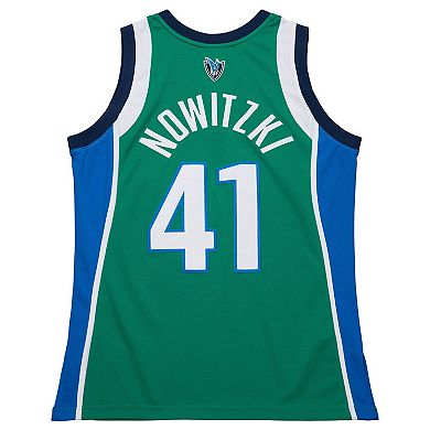 Men's Mitchell & Ness Dirk Nowitzki Green Dallas Mavericks 2004/05 Hardwood Classics Authentic Jersey