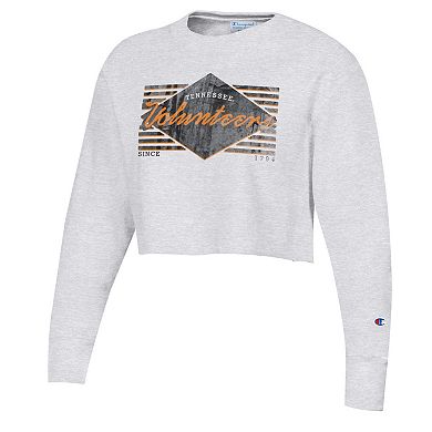 Women's Champion Heather Gray Tennessee Volunteers Reverse Weave Cropped Pullover Sweatshirt