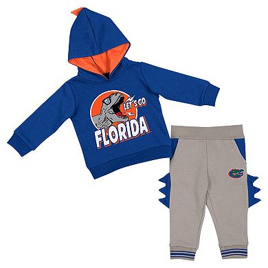 Infant Colosseum Royal/Gray Florida Gators Dino Pullover Hoodie and Pants Set