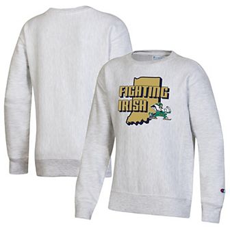 Youth Champion Heather Gray Notre Dame Fighting Irish Reverse Weave Pullover Sweatshirt