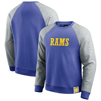 Men's Darius Rucker Collection by Fanatics Heather Gray/Royal Los Angeles Rams Colorblock Pullover Sweatshirt