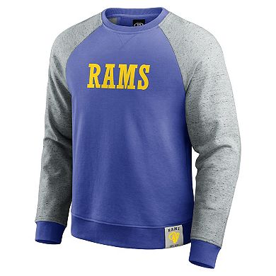 Men's Darius Rucker Collection by Fanatics Heather Gray/Royal Los Angeles Rams Colorblock Pullover Sweatshirt