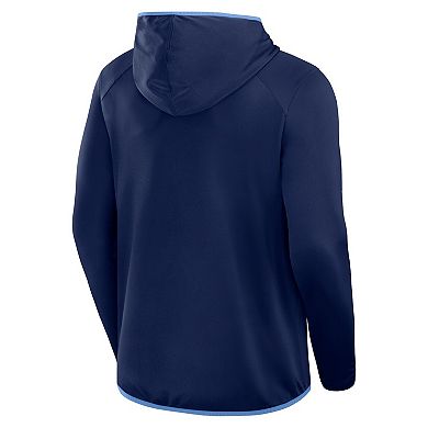 Men's Fanatics Navy Tennessee Titans Transitional Defender Hoodie Long Sleeve T-Shirt