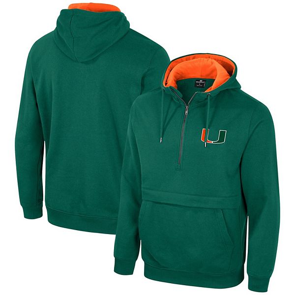 Men s Colosseum Green Miami Hurricanes Half Zip Hoodie