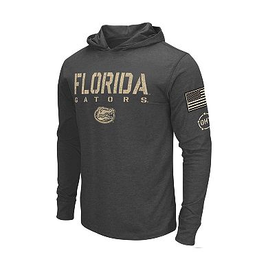 Men's Colosseum Heather Black Florida Gators Team OHT Military Appreciation Long Sleeve Hoodie T-Shirt