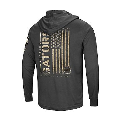 Men's Colosseum Heather Black Florida Gators Team OHT Military Appreciation Long Sleeve Hoodie T-Shirt