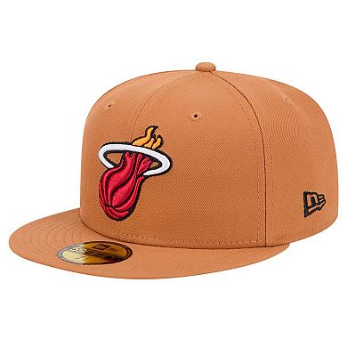 Men's New Era Tan Miami Heat Color Pack 59FIFTY Fitted Hat