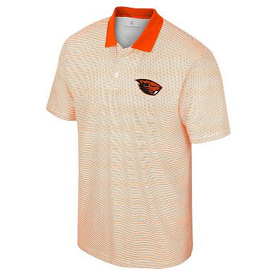 Men's Colosseum White/Orange Oregon State Beavers Print Stripe Polo