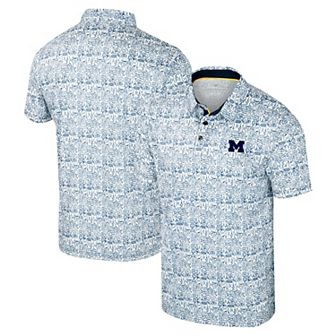 Men's Colosseum Navy Michigan Wolverines It's Time! Allover Print Polo