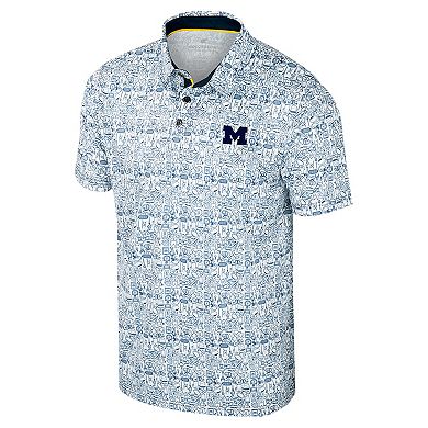 Men's Colosseum Navy Michigan Wolverines It's Time! Allover Print Polo