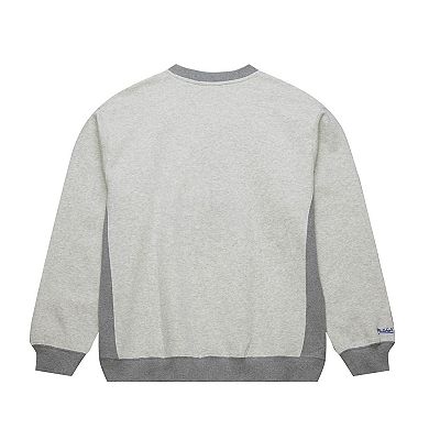 Men's Mitchell & Ness Heather Gray Philadelphia 76ers Vintage Logo Pullover Sweatshirt