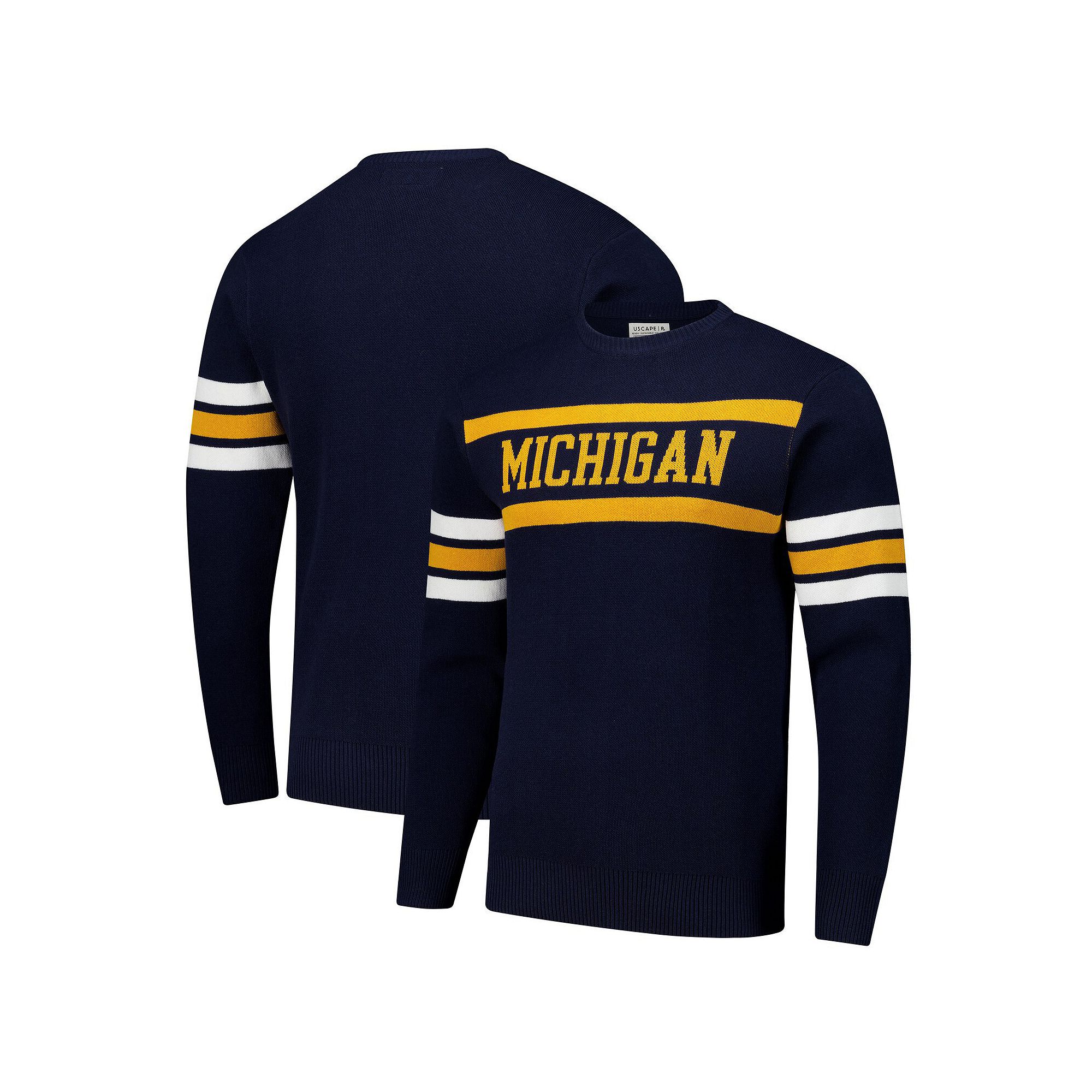 Unisex Uscape Apparel Navy Michigan Wolverines Renew Knit Vintage Pullover 