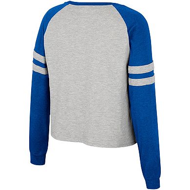 Women's Colosseum Heather Gray Kentucky Wildcats I'm Gliding Here Raglan Long Sleeve Cropped T-Shirt