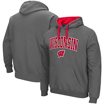 Men's Colosseum Charcoal Wisconsin Badgers Big & Tall Arch & Logo 2.0 Pullover Hoodie