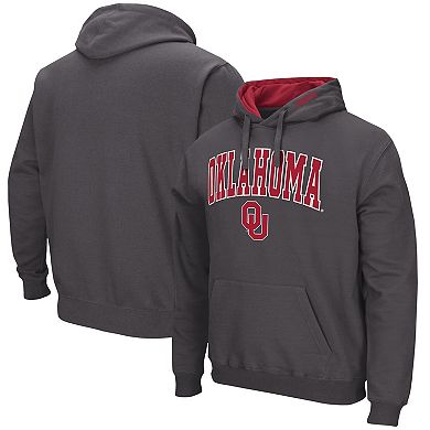 Men's Colosseum Charcoal Oklahoma Sooners Arch & Logo 3.0 Pullover Hoodie