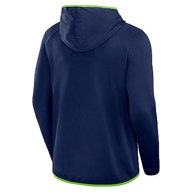 Men's Fanatics College Navy Seattle Seahawks Transitional Defender Hoodie Long Sleeve T-Shirt