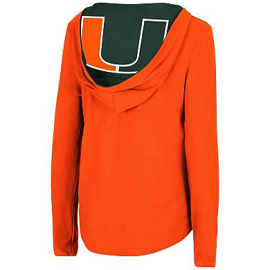 Women's Colosseum Orange Miami Hurricanes Catalina Hoodie Long Sleeve T-Shirt