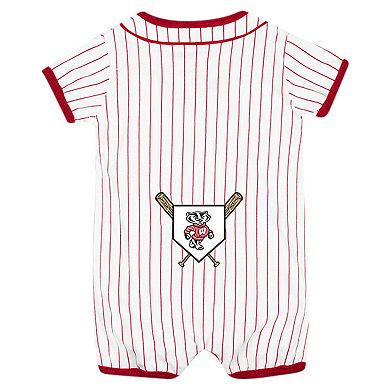 Newborn & Infant Colosseum White Wisconsin Badgers Pinstripe Dusty Romper