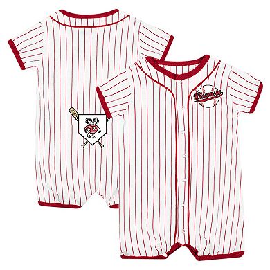 Newborn & Infant Colosseum White Wisconsin Badgers Pinstripe Dusty Romper