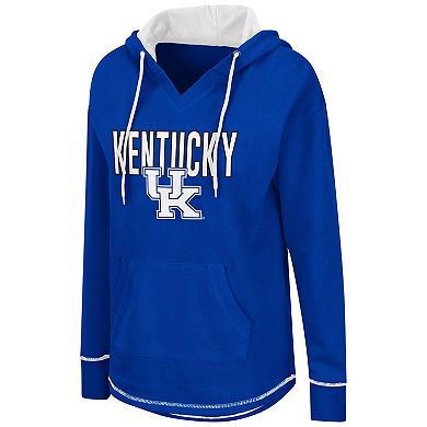 Women's Colosseum Royal Kentucky Wildcats Tunic Pullover V-Neck Hoodie