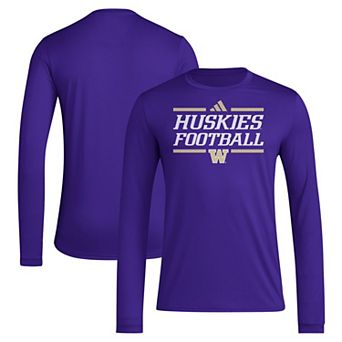 Men's adidas Purple Washington Huskies Locker Football Pre-Game AEROREADY Long Sleeve T-Shirt