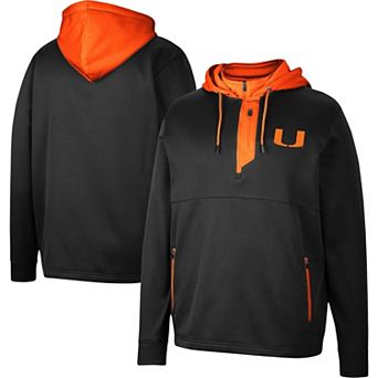 Men's Colosseum Black Miami Hurricanes Luge 3.0 Quarter-Zip Hoodie