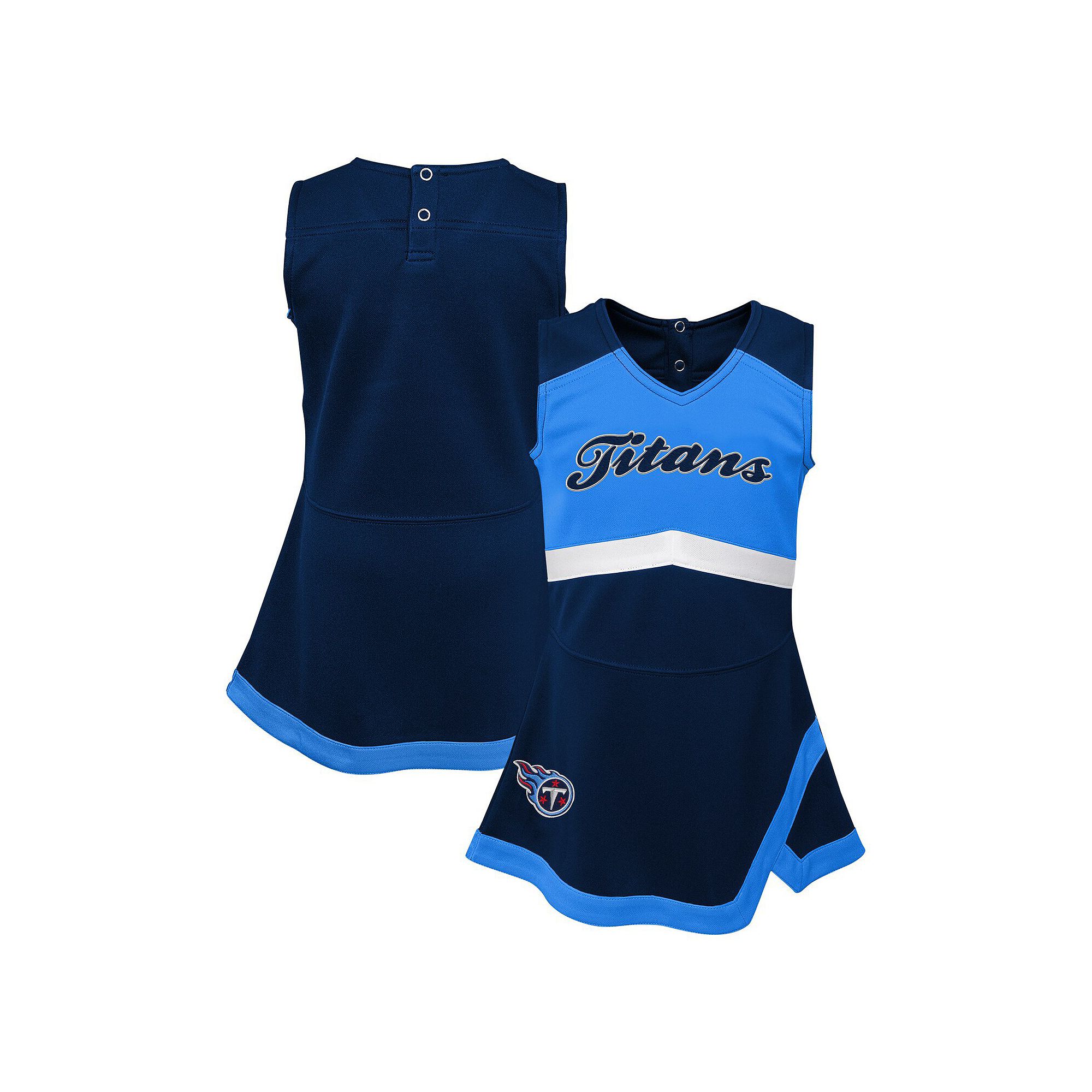 Girls Toddler Navy Tennessee Titans Cheer Captain Dress with Bloomers, Todd