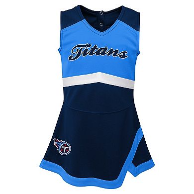 Girls Toddler Navy Tennessee Titans Cheer Captain Dress with Bloomers
