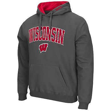 Men's Colosseum Charcoal Wisconsin Badgers Arch & Logo 3.0 Pullover Hoodie