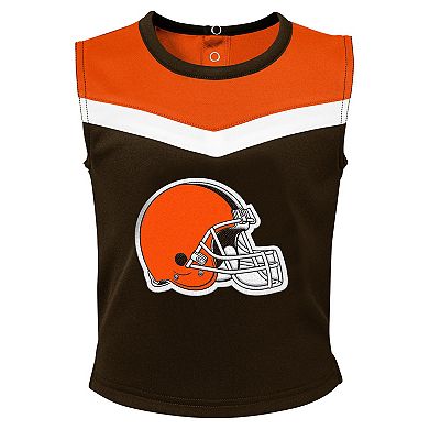 Girls Toddler Brown Cleveland Browns Spirit Cheer Two-Piece Cheerleader Set with Bloomers