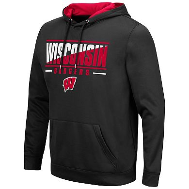 Men's Colosseum Black Wisconsin Badgers Slash Stack 2.0 Pullover Hoodie