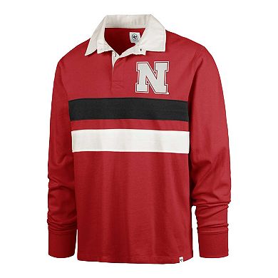 Men's '47 Scarlet Nebraska Huskers Clubhouse Knox Thames Long Sleeve Rugby Polo
