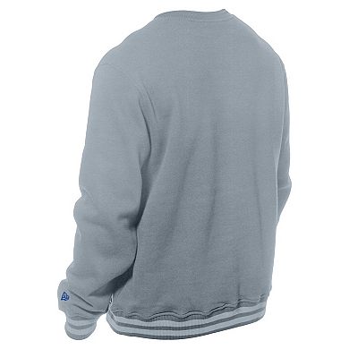 Men's New Era Gray Philadelphia 76ers Chenille Cross Over Pullover Sweatshirt