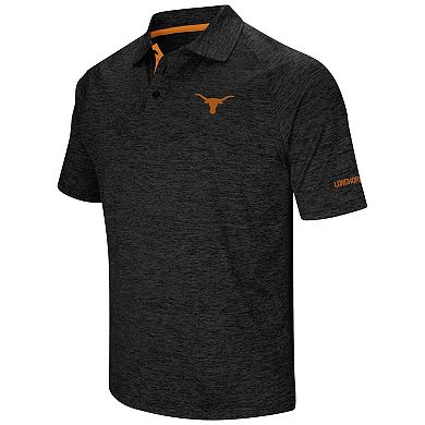 Men's Colosseum Heather Black Texas Longhorns Big & Tall Down Swing Raglan Polo